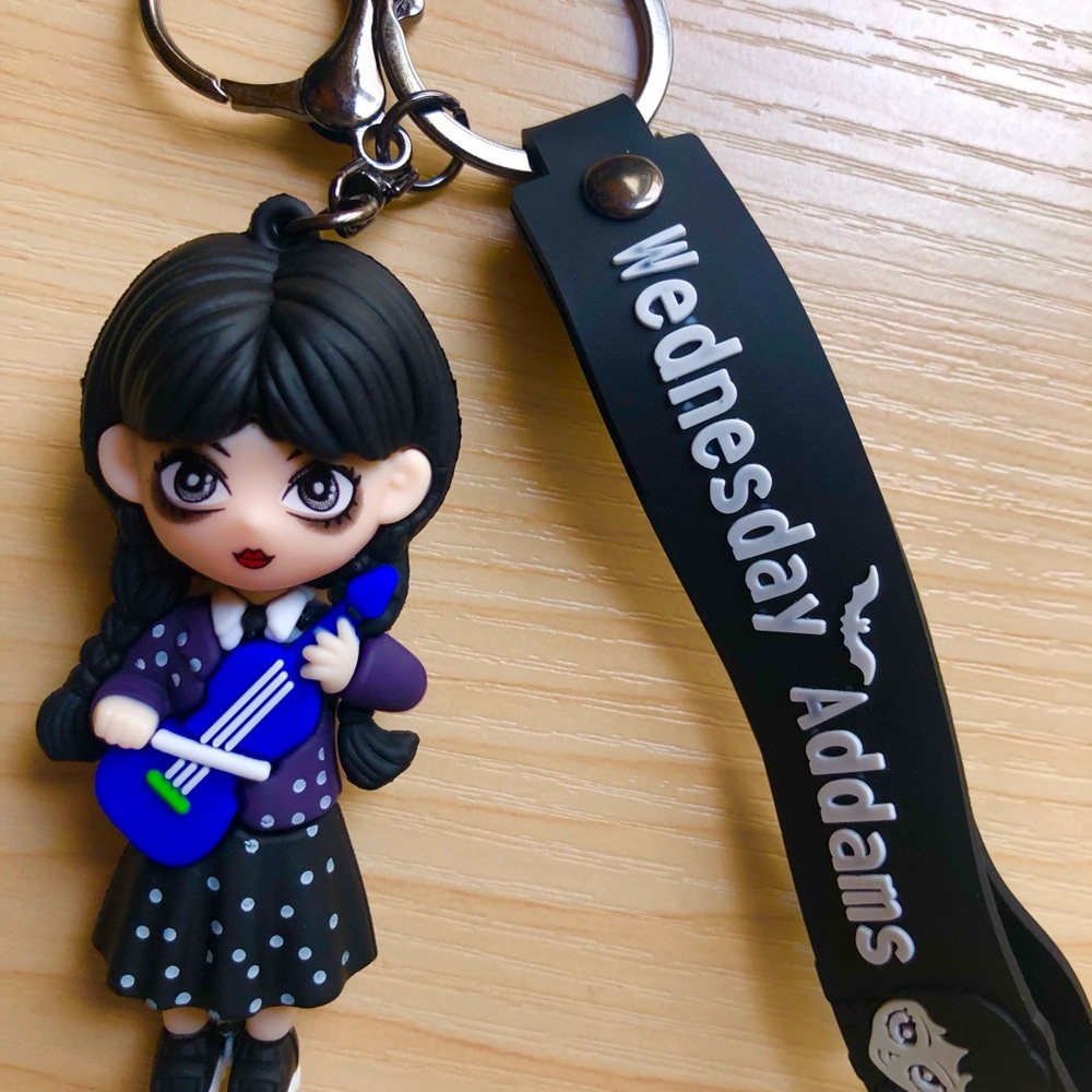 Wednesday 3D Keychain with Blue Guitar